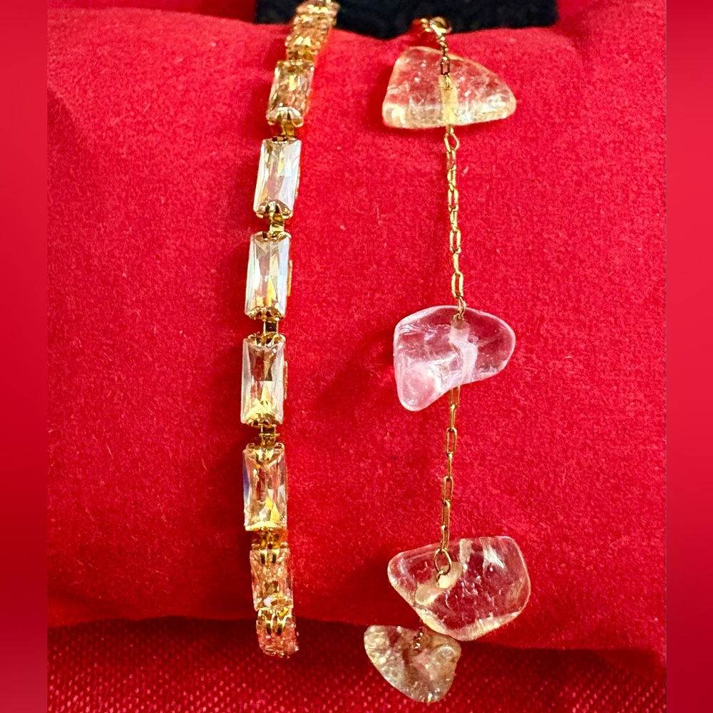 Both the Radiance Tennis and the Boho Isla Sea Glass Bracelets in 18K PVD!